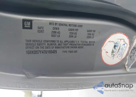 2007 Cadillac Dts Luxury I z USA, uszkodzony, nr VIN 1G6KD57Y47U183429